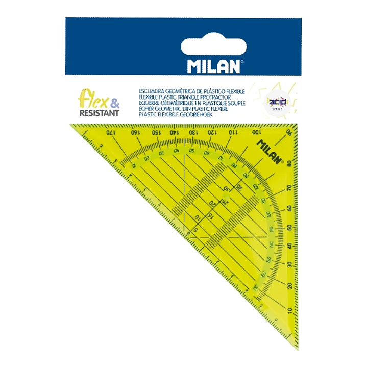 Milan Flex and Resistant Acid Escuadra Geometrica 14cm - Borde Biselado - Flexible - Translucido - Color Rosa 1