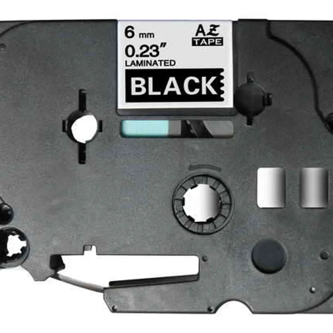 Brother TZe315 Cinta Laminada Generica de Etiquetas - Texto blanco sobre fondo negro - Ancho 6mm x 8 metros 1