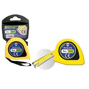 Bismark Flexometro 3m con Freno - Cinta para la Muñeca - Resistente para Hogar y Oficina - Color Amarillo