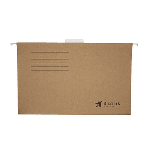 Bismark Pack de 3 Carpetas Colgantes Tamaño Folio Prolongado - Fabricadas en Kraft Marron de 230gr - Varilla de Aluminio