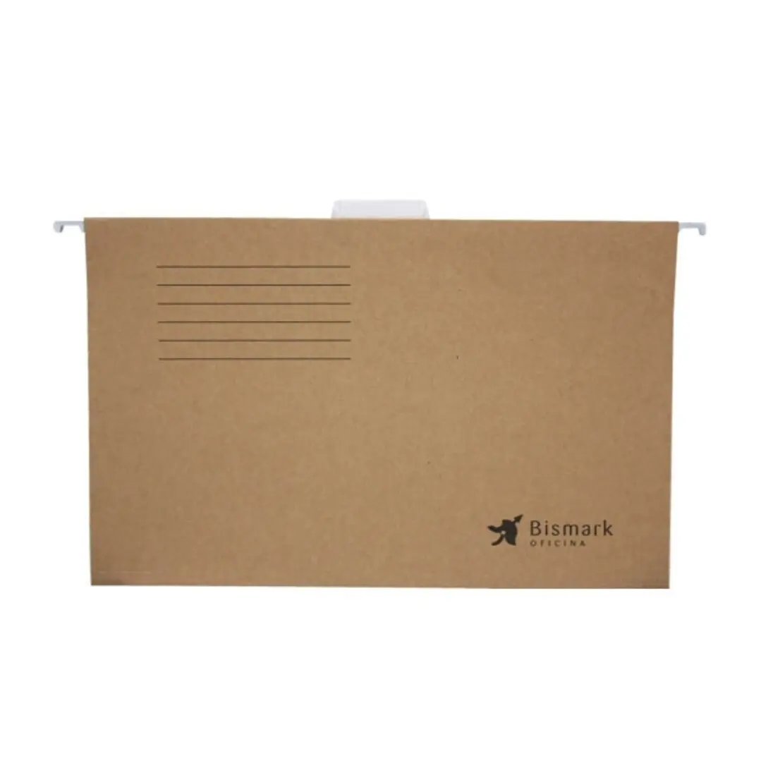 Bismark Pack de 3 Carpetas Colgantes Tamaño Folio Prolongado - Fabricadas en Kraft Marron de 230gr - Varilla de Aluminio 1