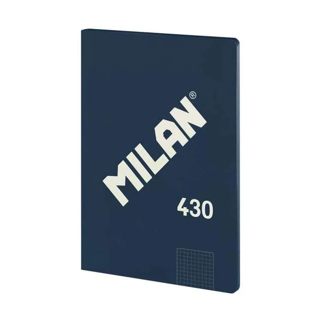 Milan Serie 1918 Libreta Encolada Formato A4 Cuadricula 5x5mm - 48 Hojas de 95 gr/m2 - Microperforado - Tapa Blanda - Color Azul Oscuro 1