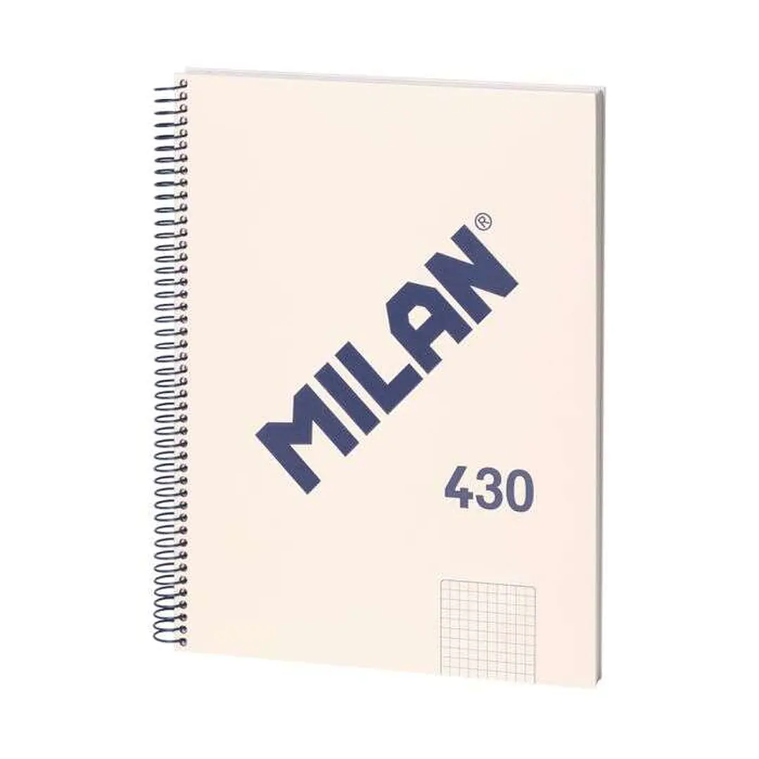 Milan Serie 1918 Cuaderno Espiral Formato A4 Cuadricula 5x5mm - 80 Hojas de 95 gr/m2 - Microperforado, 4 Taladros - Color Beige 1