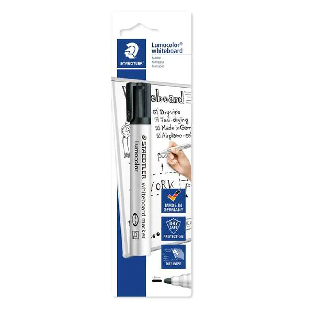 Staedtler Lumocolor 351 Rotulador para Pizarra Blanca - Trazo 2mm - Secado Rapido - Recargable - Color Negro 1
