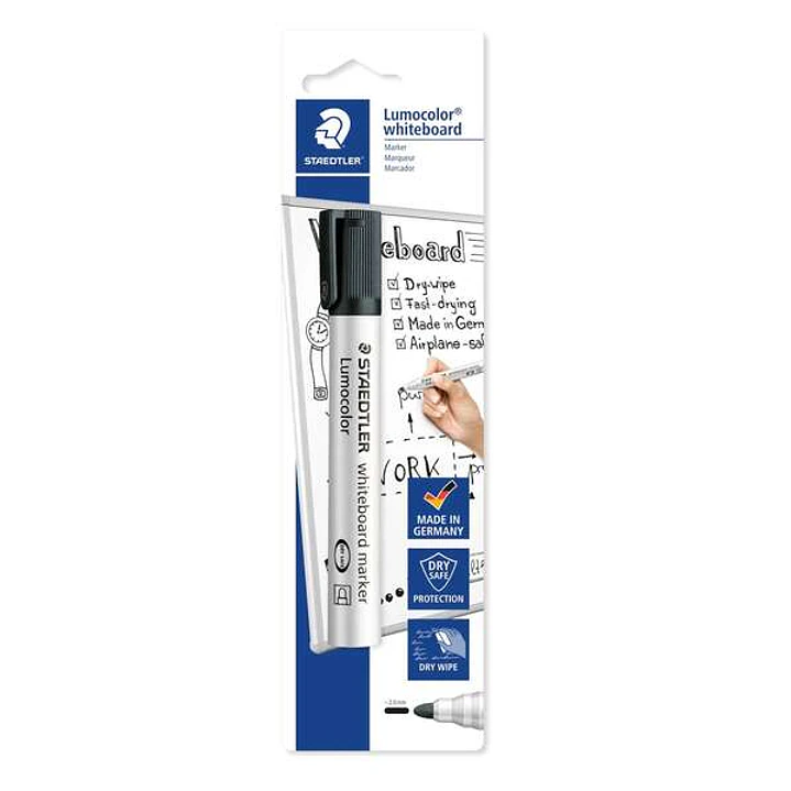 Staedtler Lumocolor 351 Rotulador para Pizarra Blanca - Trazo 2mm - Secado Rapido - Recargable - Color Negro 1
