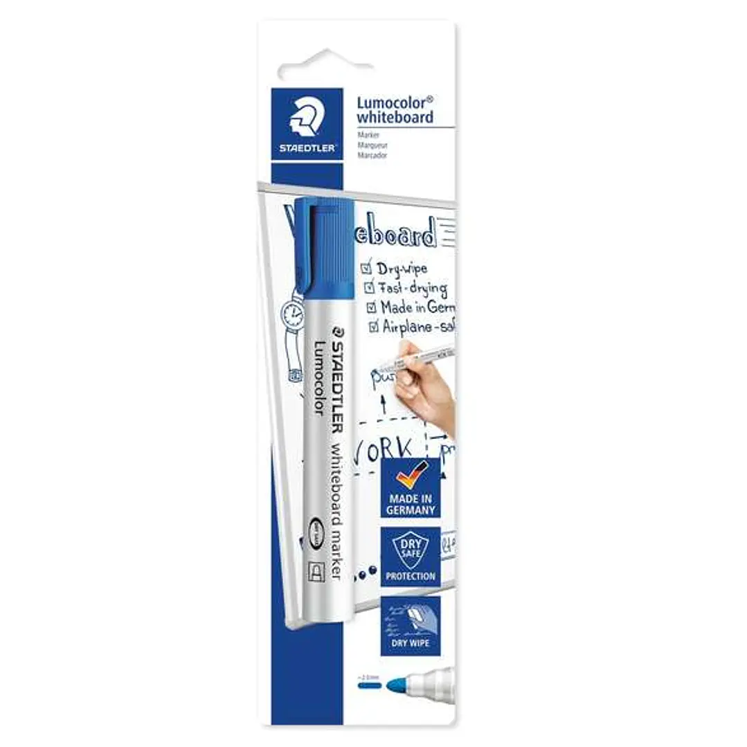 Staedtler Lumocolor 351 Rotulador para Pizarra Blanca - Trazo 2mm - Secado Rapido - Recargable - Color Azul 1