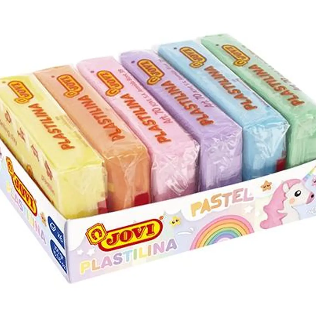 Jovi Pack de 6 Pastillas de Plastilina 50gr - 100% Vegetal - Muy Moldeable - No Se Seca - Colores Mezclables - Colores Pastel Surtidos 1