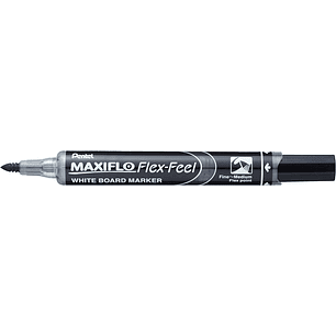 Pentel Maxiflo Flex-Feel Rotulador para Pizarra Blanca - Punta Flexible 4.6mm - Trazo de 1 a 5mm - Dosificacion de Tinta mediante Embolo - Color Negro