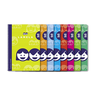 Lamela Pack de 10 Cuadernos de Espiral con 40 Hojas de 70g/m2 con Margen - Formato Cuarto - Pauta Cuadrovia de 3mm - Cubierta de Cartoncillo Plastific