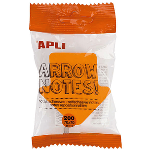 Apli Notas Adhesivas Flecha 70x70mm Bloc 200 Hojas - 4 Colores Surtidos - Fluorescentes - Destacables - Color: Surtido