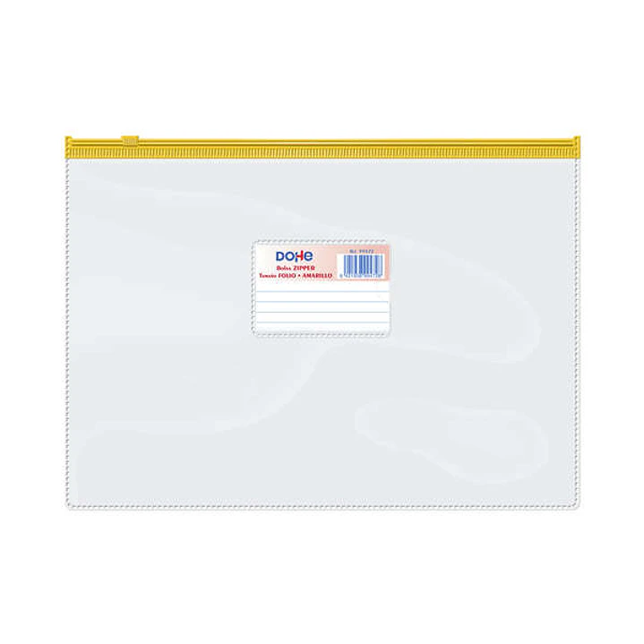 Dohe Bolsa Zipper Apaisada PVC Transparente 150 Micras - Tamaño Folio - Apertura Superior - Cierre Zip Hermetico 1