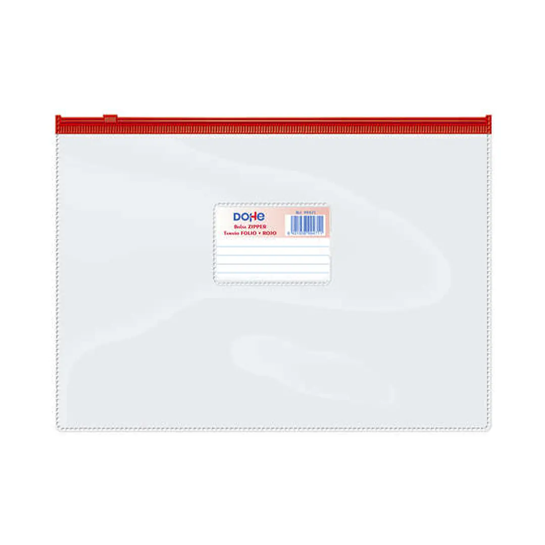Dohe Bolsa Zipper Apaisada PVC Transparente 150 Micras - Tamaño Folio - Apertura Superior - Cierre Zip Hermetico 1