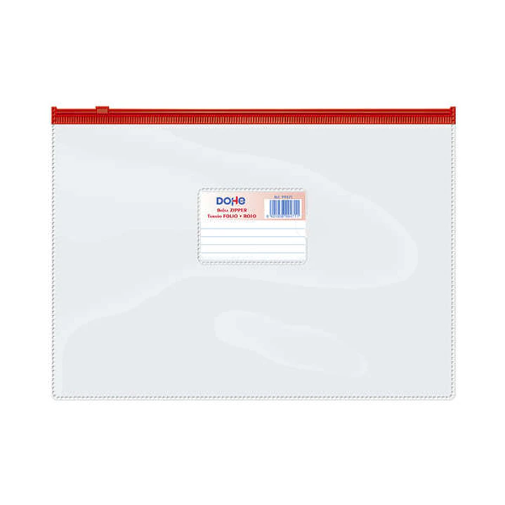 Dohe Bolsa Zipper Apaisada PVC Transparente 150 Micras - Tamaño Folio - Apertura Superior - Cierre Zip Hermetico 1