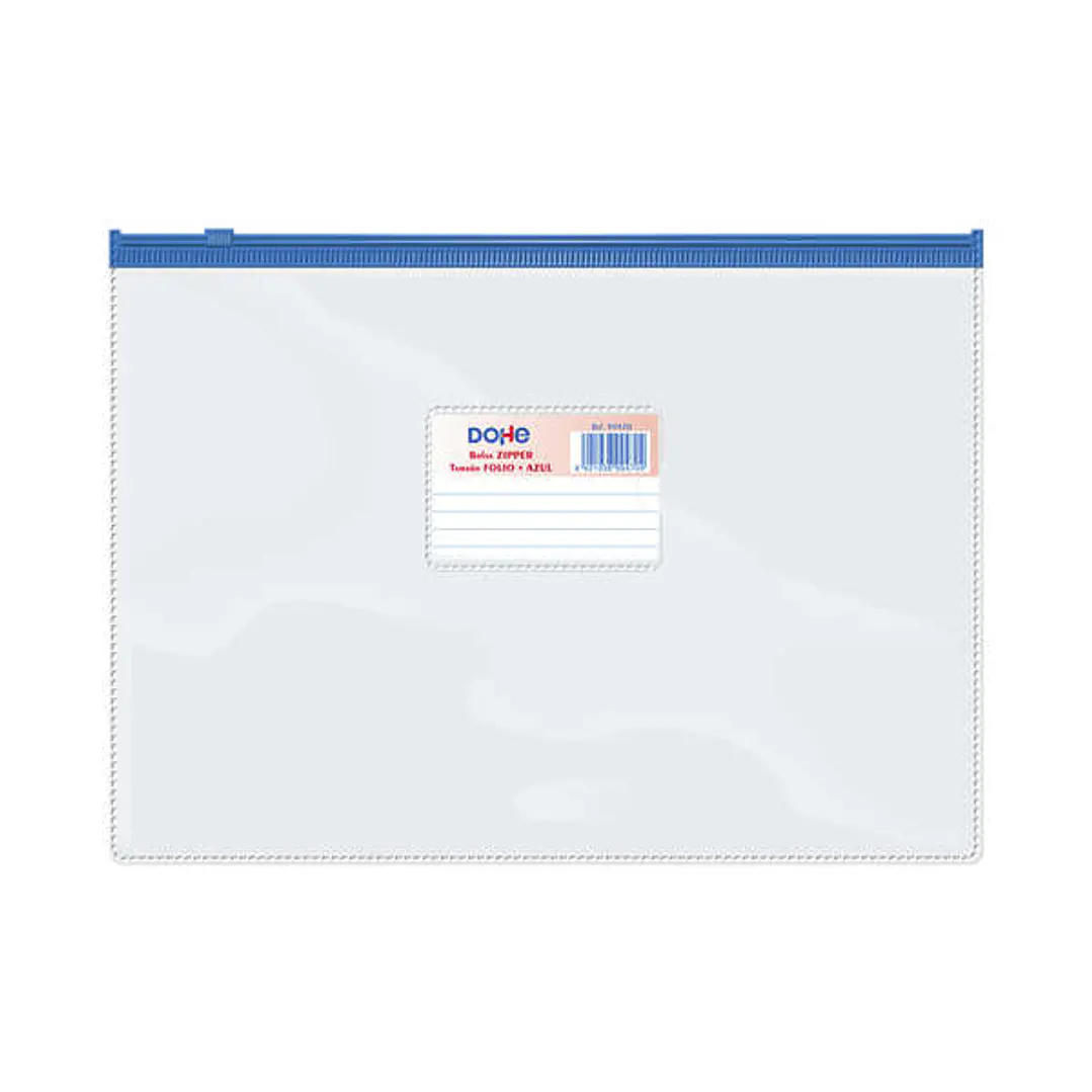 Dohe Bolsa Zipper Apaisada PVC Transparente 150 Micras - Tamaño Folio - Apertura Superior - Cierre Zip Hermetico 1