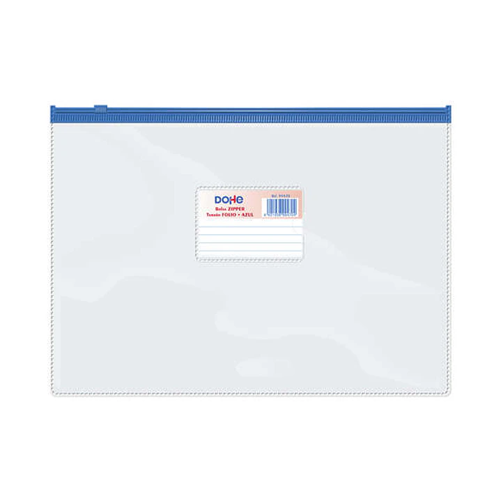 Dohe Bolsa Zipper Apaisada PVC Transparente 150 Micras - Tamaño Folio - Apertura Superior - Cierre Zip Hermetico 1