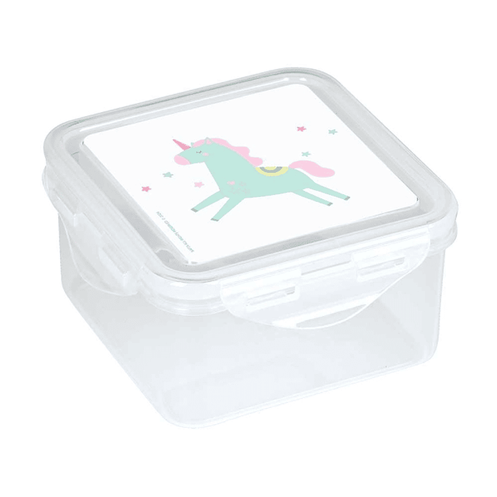 Safta Unicornio Fiambrera de 1.27L - PVC sin BPA - Cierre Hermetico a Presion - 130x130x75mm - Color Transparente 1
