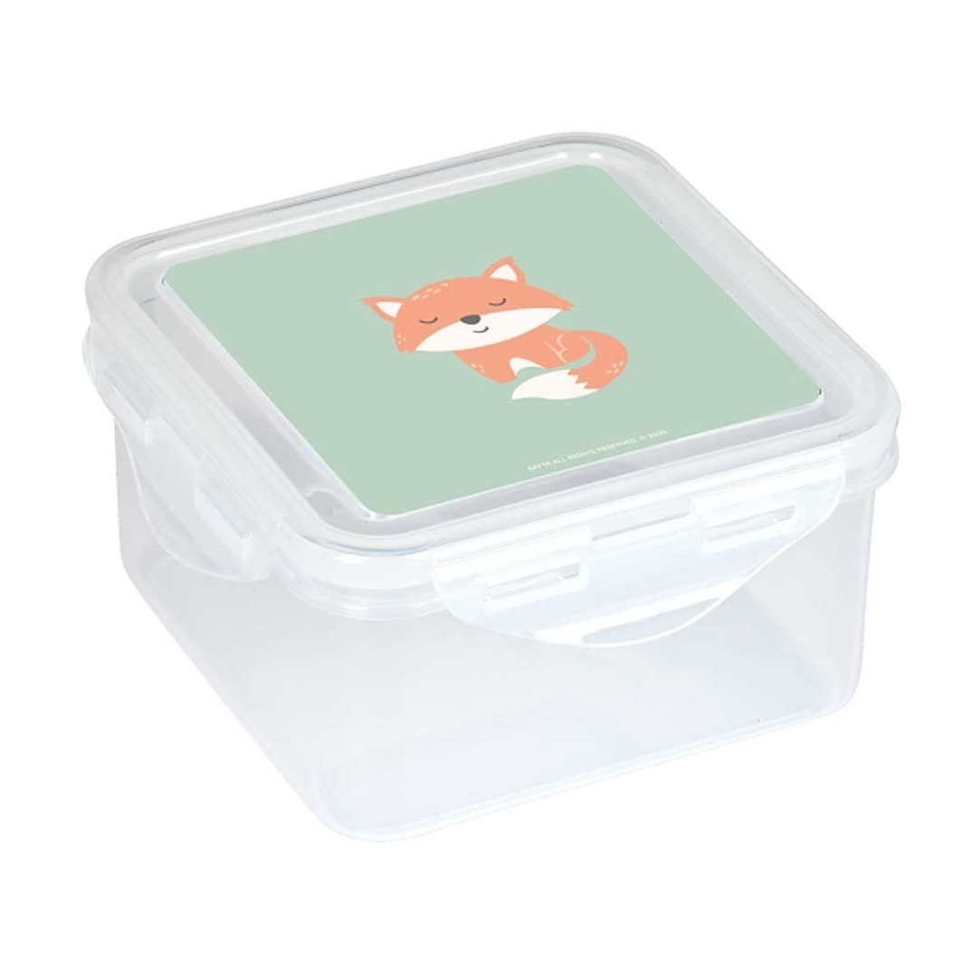 Safta Zorrito Fiambrera de 1.27L - PVC sin BPA - Cierre Hermetico a Presion - 130x130x75mm - Color Transparente 1