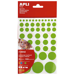 Apli Gomets Adhesivo Permanente - 1052 Gomets por Bolsa - Desarrollo de Habilidades Creativas y Psicomotrices - Cumple Normas EN-71 y FSC - Diferentes