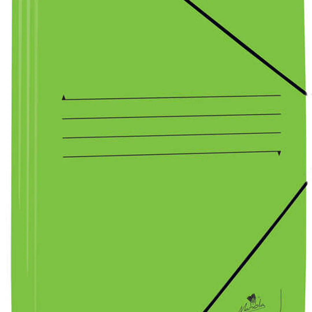 Mariola Carpeta de Carton Estucado con Solapas Folio 500gr/m2 - Medidas 34x25x1cm - Cierre con Goma Elastica - Color Verde 1