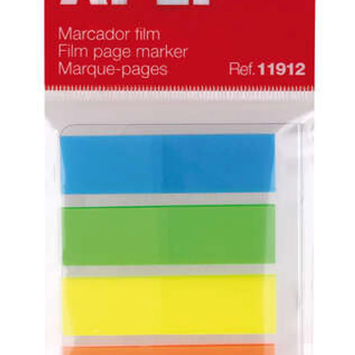 Apli Indices Adhesivos Film 45x12mm 5 Colores Fluorescentes - 25 Indices por Color - Facil de Pegar y Despegar - Ideal para Marcar y Organizar - Pract 1