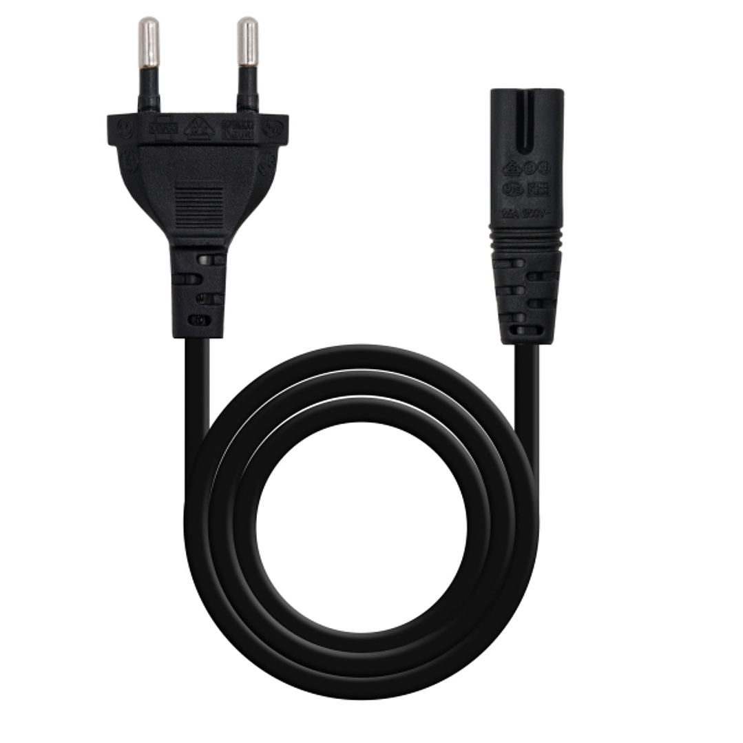 Nanocable Cable de Alimentacion Forma 8 CEE7/16 Macho a C7 Hembra 3m - Color Negro 1
