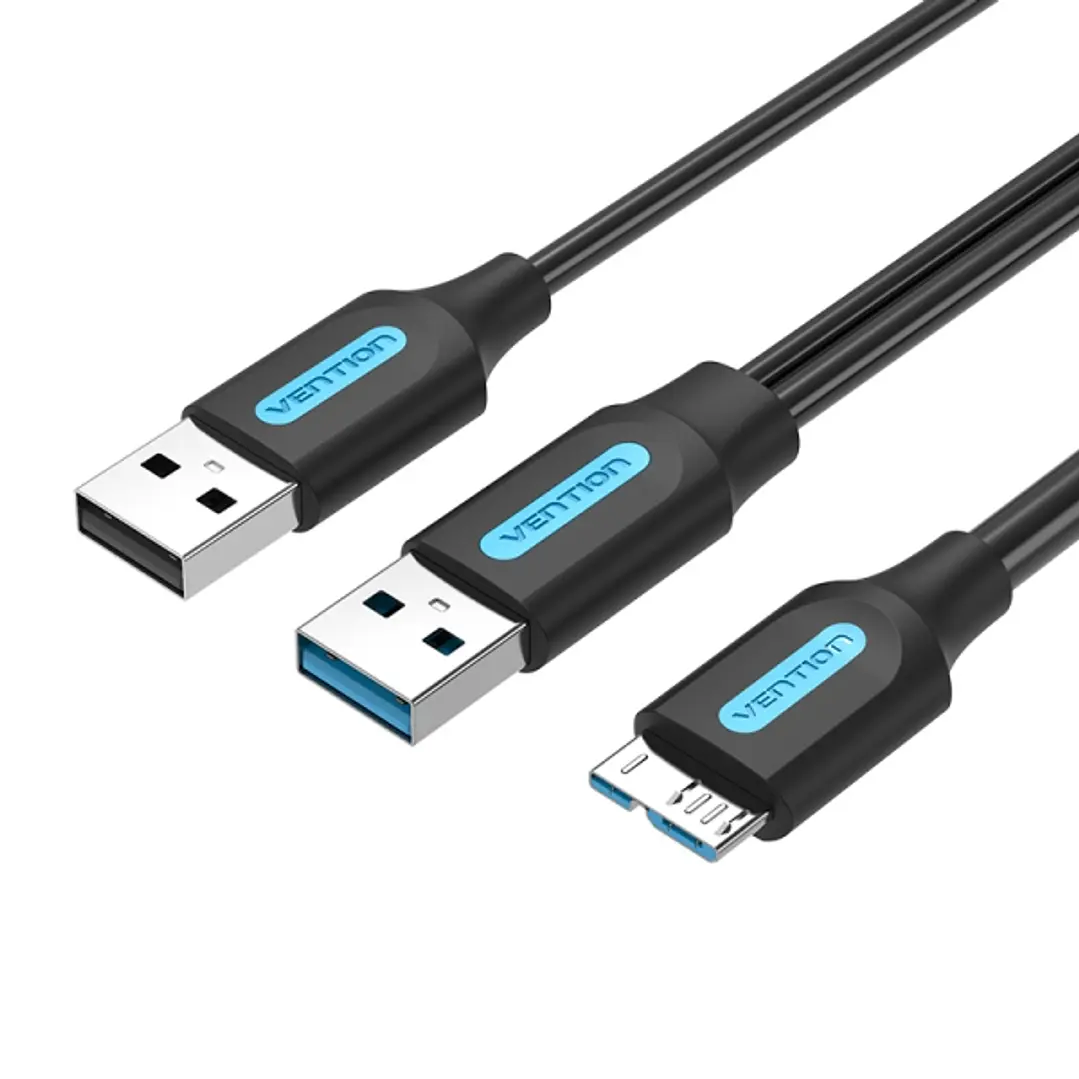 Vention Cable USB 3.0 A-Micro-B Alta Velocidad 5Gbps - Conductor de Cobre Esmaltado - Fuente de Alimentacion 3A - Color Negro 1