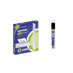 Bismark Blister de 10 Cuchillas de Recambio en Acero de Alta Calidad - Medida 9mmx0.5mm - Acero SK5