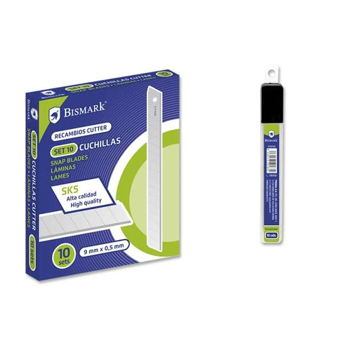 Bismark Blister de 10 Cuchillas de Recambio en Acero de Alta Calidad - Medida 9mmx0.5mm - Acero SK5 1