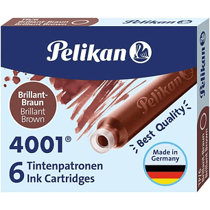 Pelikan Caja de 6 Cartuchos 4001 TP/6 Tinta de Alta Calidad - Compatible con Plumas Estilograficas - Color Marron