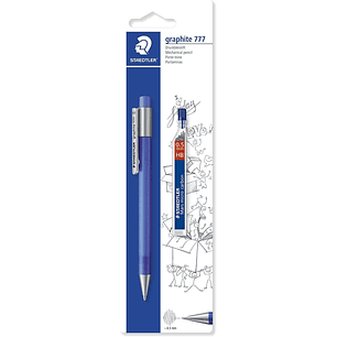 Staedtler Graphite 777 1 Portaminas 0.5mm + 1 Tubo de Minas HB - Cuerpo Engomado - Guia de Mina Antirrotura - Colores Surtidos