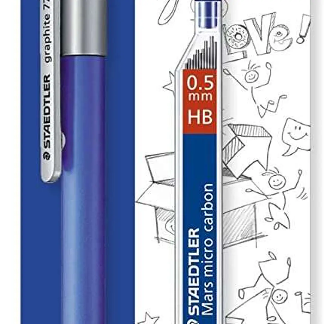 Staedtler Graphite 777 1 Portaminas 0.5mm + 1 Tubo de Minas HB - Cuerpo Engomado - Guia de Mina Antirrotura - Colores Surtidos 1