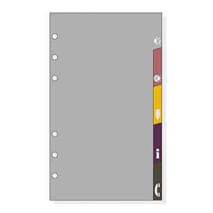 Finocam C963 Separadores Laterales para Agendas Classic - 5 Solapas - Formato 609 - 104x171x2mm - PVC - Color Gris