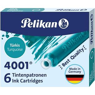 Pelikan Caja de 6 Cartuchos 4001 TP/6 - Recambio para Plumas Estilograficas - Color Azul Turquesa