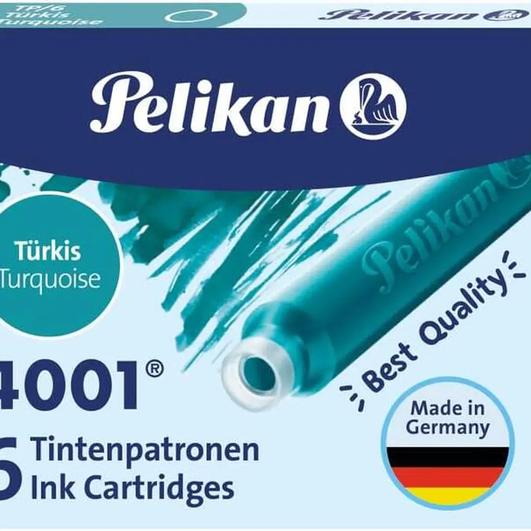 Pelikan Caja de 6 Cartuchos 4001 TP/6 - Recambio para Plumas Estilograficas - Color Azul Turquesa 1