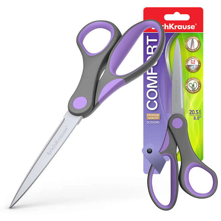 Erichkrause Tijeras Comfort - Cuchillas de Acero Inoxidable - Afilado Doble Avanzado - Resistente a La Corrosion - Mangos Ergonomicos - Color Variado 1