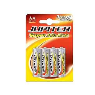 Jupiter Pack de 4 Pilas Alcalinas LR6 AA - Alta Tecnologia - Fiabilidad - Elevado Rendimiento - Maximas Prestaciones