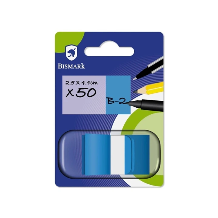 Bismark Dispensador con 50 Marcadores Reposicionables 44 x 25mm - Para Marcar, Señalar o Destacar Informacion - Color Azul 1