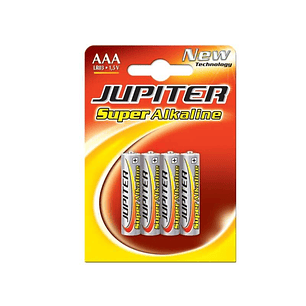 Jupiter Pack de 4 Pilas Alcalinas LR03 AAA - Alta Tecnologia - Fiabilidad - Elevado Rendimiento - Maximas Prestaciones