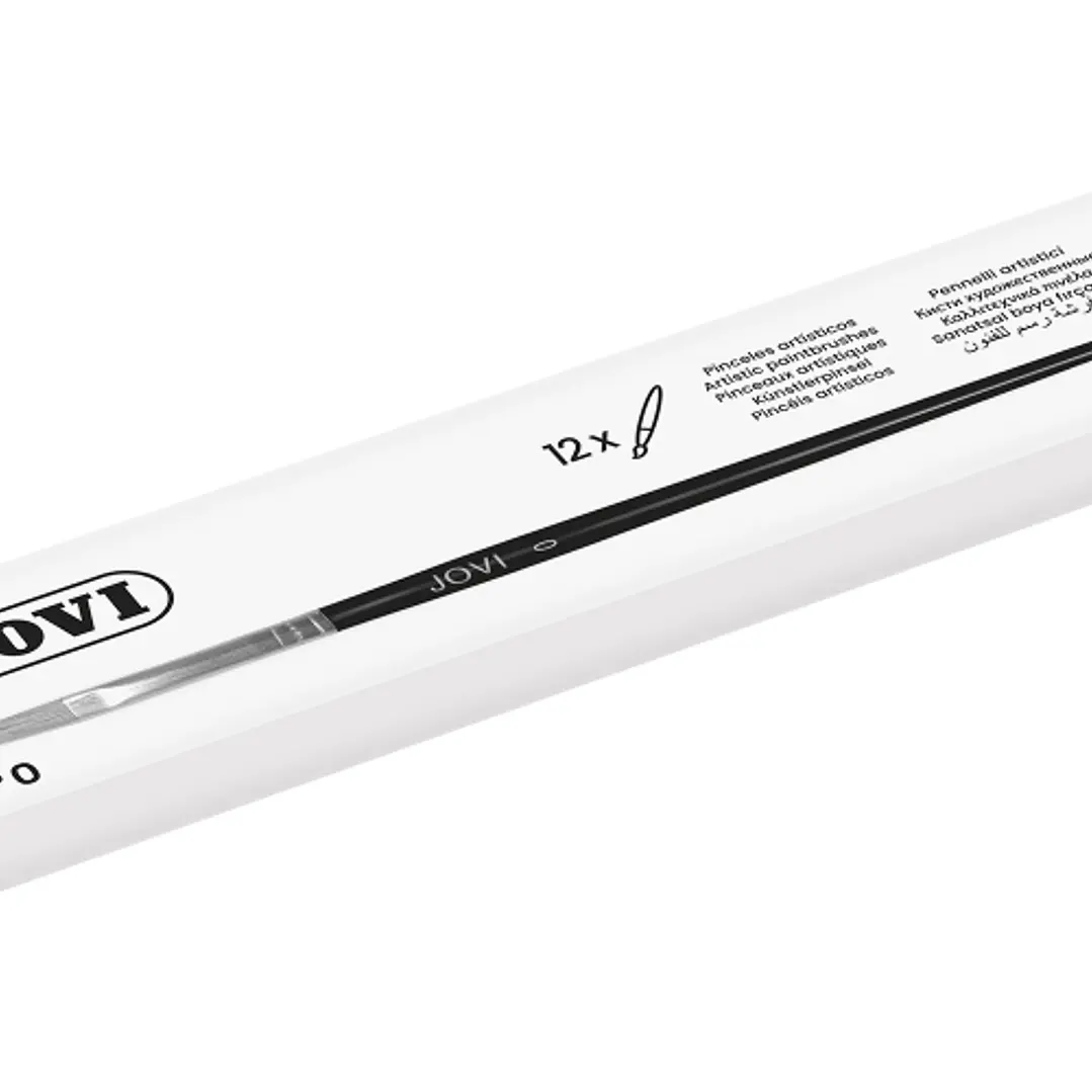 Jovi Pincel Artistico Plano Pelo de Cerda Nº 0 - Pelo Natural - Mango de Madera - Punta Plana - Pelo Duro - Color Varios 1