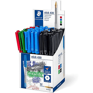 Staedtler Stick 430 Boligrafo de Bola Punta 0.35mm - Tinta Endeleble - Colores Surtidos