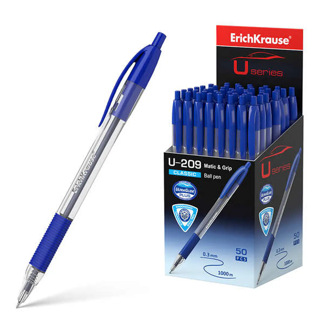 Erichkrause Boligrafo Automatico U-209 Classic Matic&Grip - Ultra Glide Technology - Tinta Color Azul 1