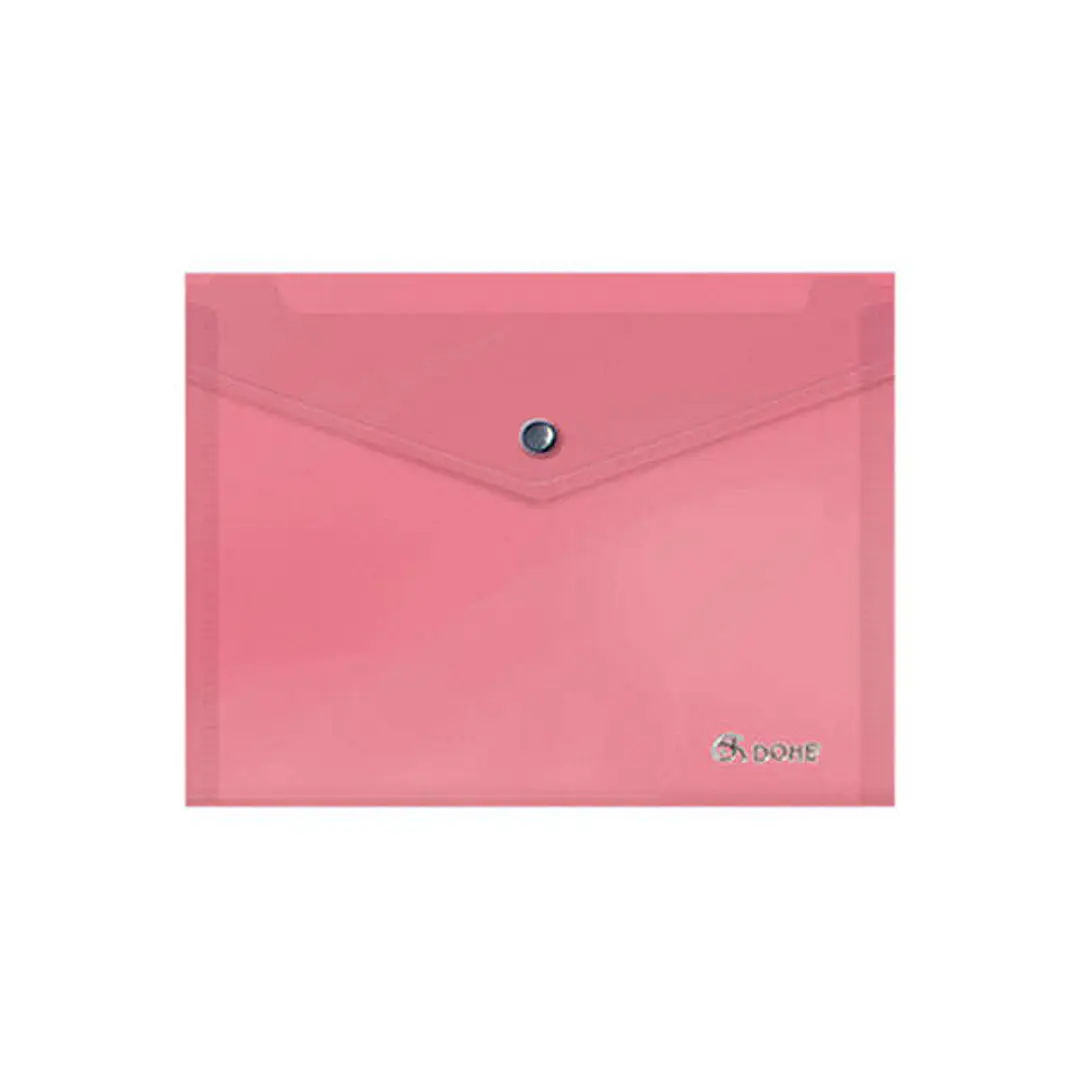 Dohe Sobre Portadocumentos A5 - Cierre de Broche - Polipropileno Translucido 150 Micras - Color Rosa 1