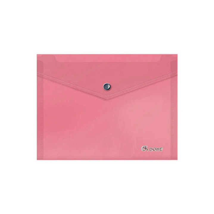 Dohe Sobre Portadocumentos A5 - Cierre de Broche - Polipropileno Translucido 150 Micras - Color Rosa 1