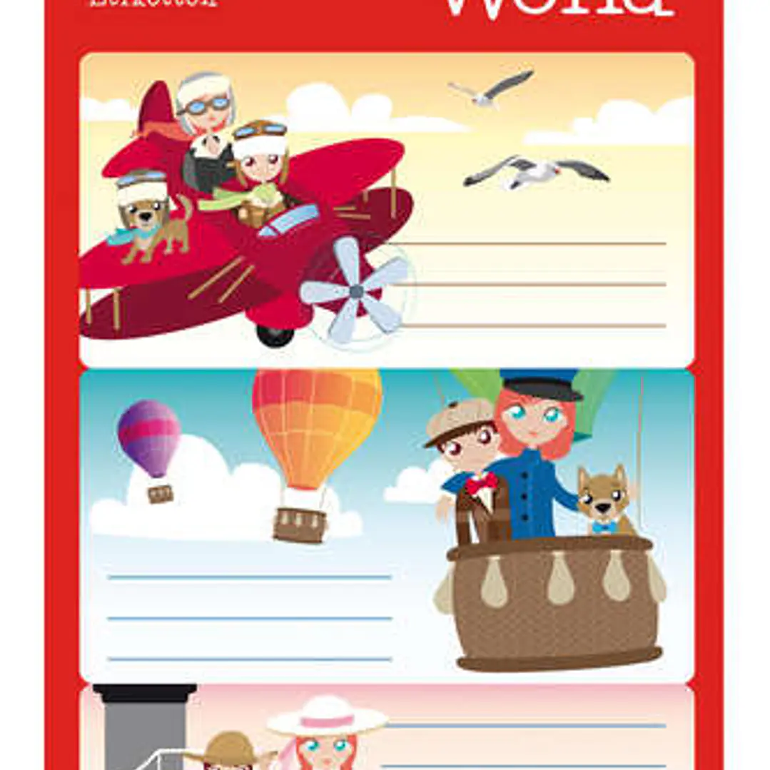 Apli Etiquetas Adhesivas Escolares Aviacion - Tamaño 83x43mm - 9 Etiquetas por Bolsa - Adhesivo Permanente de Alta Calidad - Diseño Aviacion - Color B 1