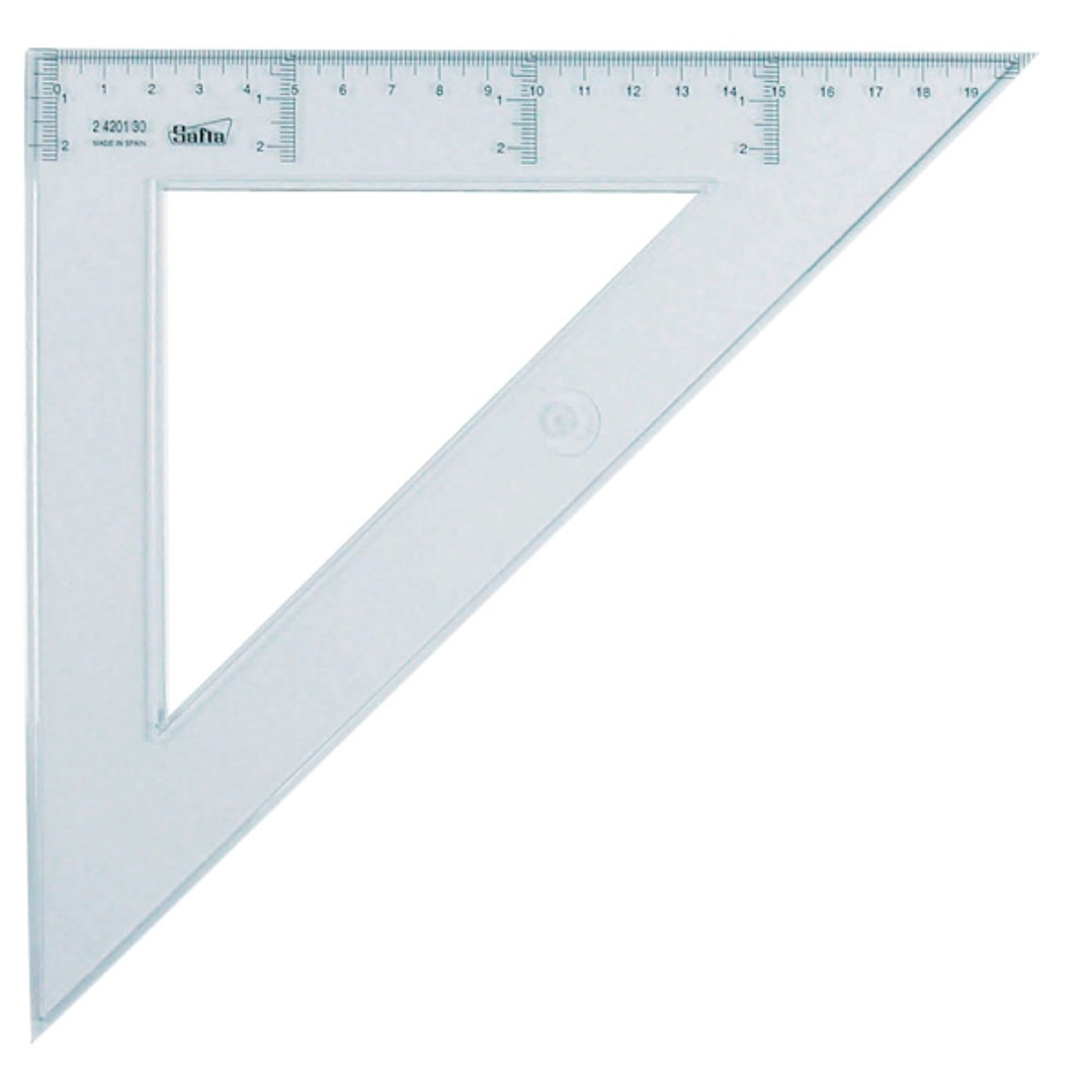 Safta Cristal Escuadra de 30cm - Poliestileno - Graduacion Impresa - Biselada - Color Transparente 1