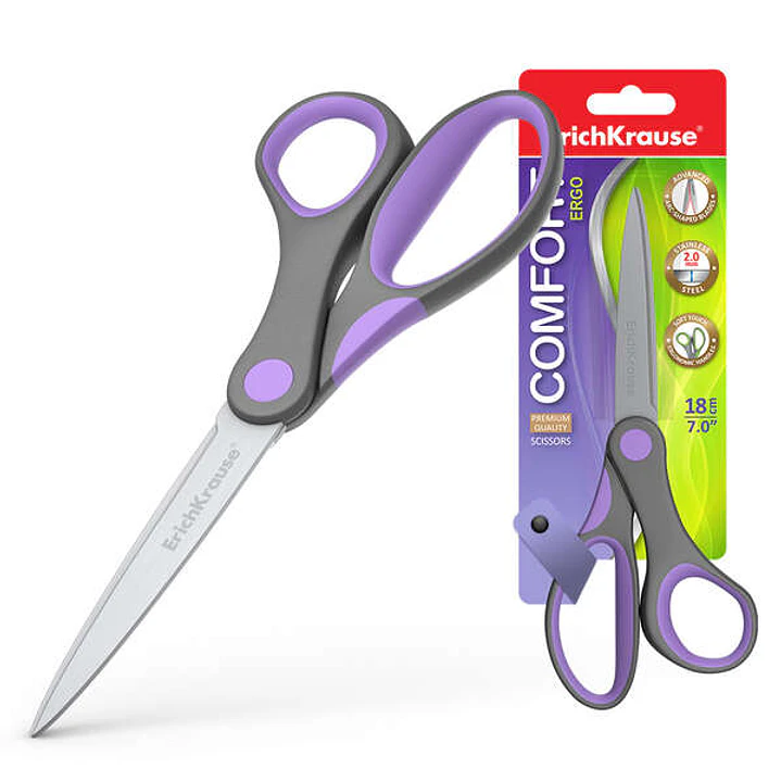 Erichkrause Tijeras Comfort - Cuchillas de Acero Inoxidable - Afilado Doble Avanzado - Resistente a La Corrosion - Mangos Ergonomicos - Color Variado 1