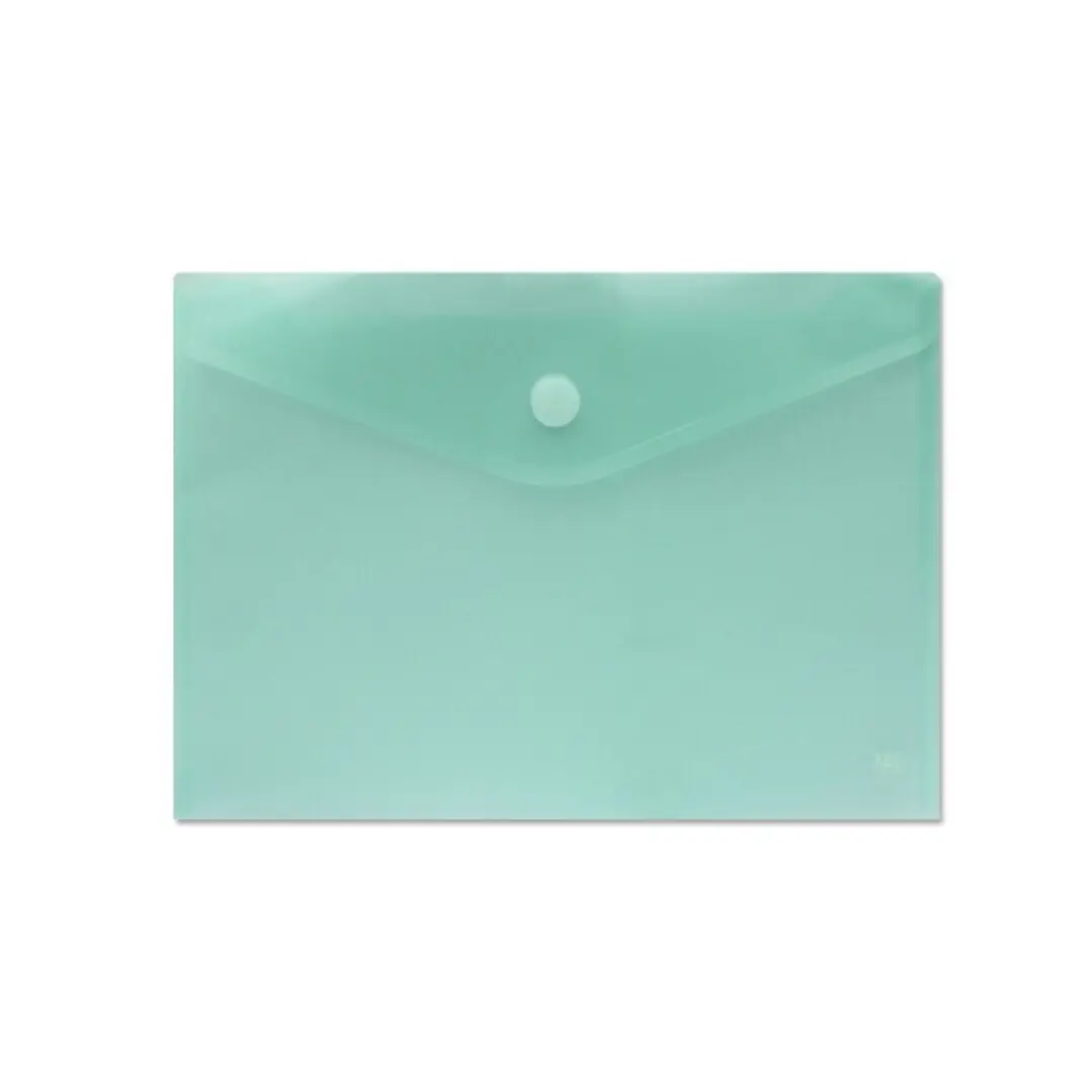 Sobre Portadocumentos A4 - Cierre de Velcro - Fabricado en Polipropileno - Medidas 325x230mm - Verde Transparente 1