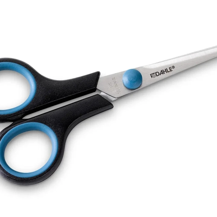 Dahle 54415 Office Comfort-Grip Tijeras de Acero Templado 14cm - Modelo Especial para Zurdos - Hojas Afiladas - Mangos Revestidos de Goma 1