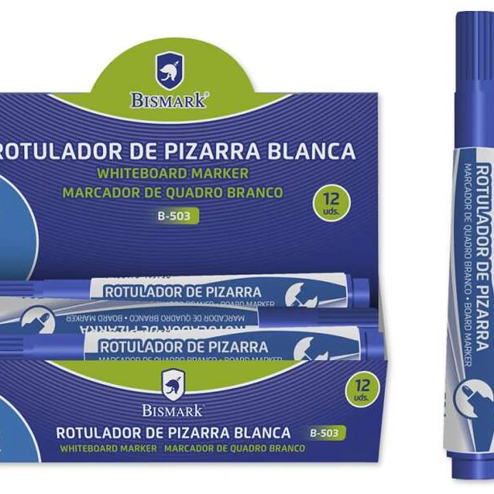 Bismark Rotulador Pizarra Tinta a Base de Alcohol - Punta Media de Fibra Acrilica - Punta Redonda - Color Azul 1