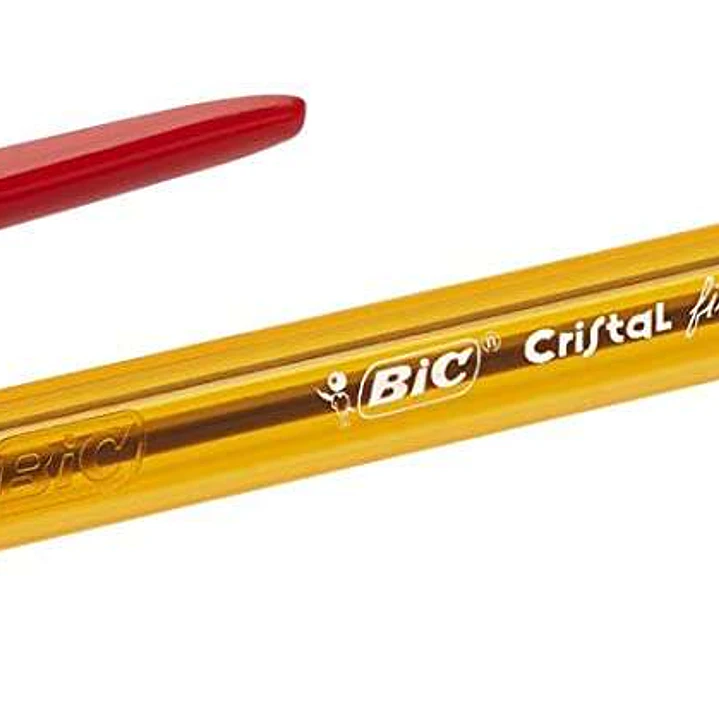 Bic Cristal Original Fine Boligrafo de Bola - Punta Redonda de 0.8mm - Trazo de 0.30mm - Tinta con Base de Aceite - Translucido - Color Rojo 1